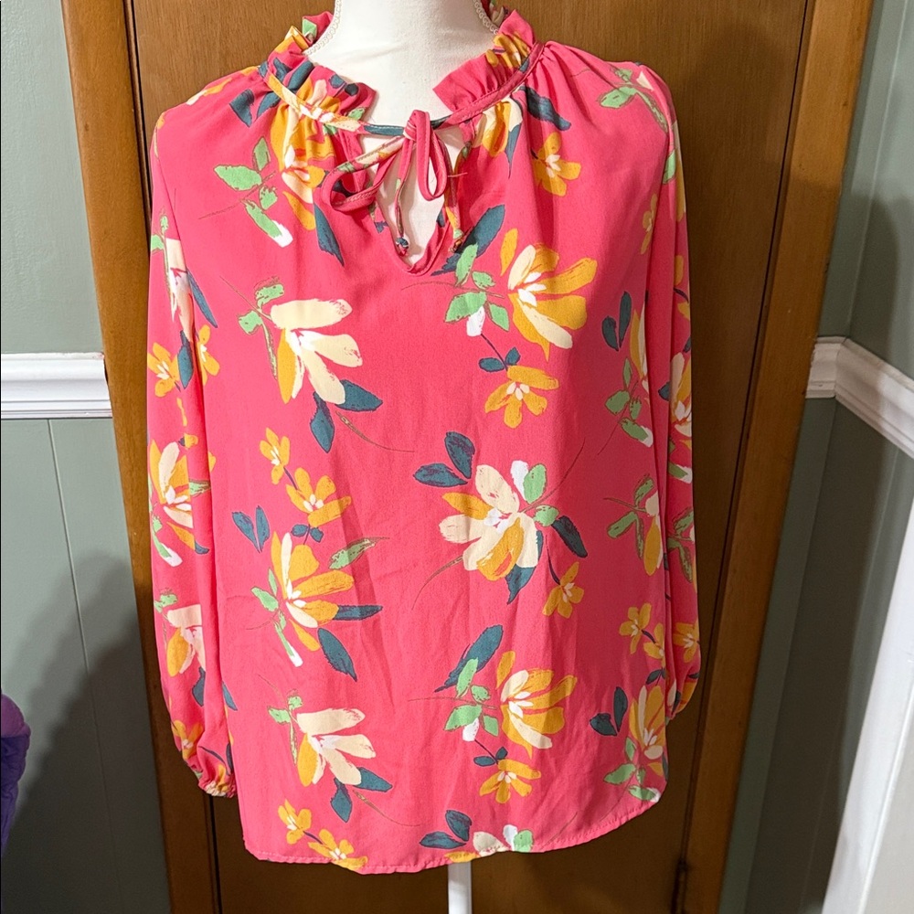 Lovely Melody Vibrant Floral Blouse in Pink